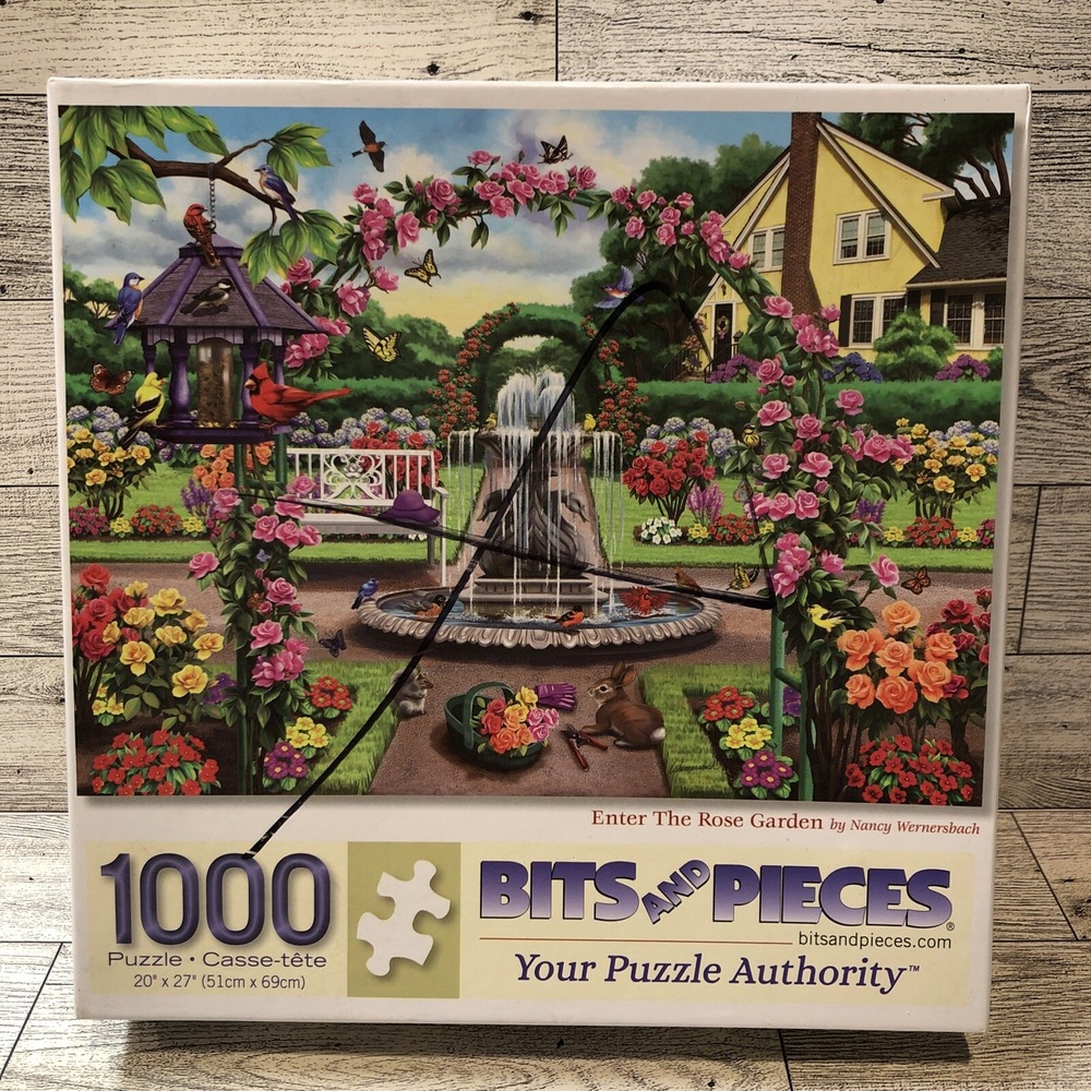 BITS &‎ PIECES 1000PC Puzzle 20x27" The Rose Garden Factory Sealed *Damaged Box
